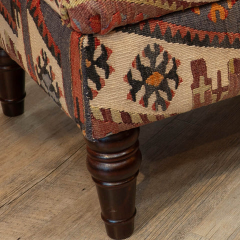 Turkish Kilim covered ottoman - 309670