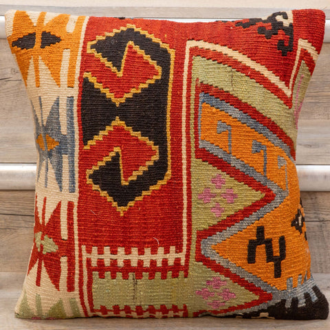 Small Handmade Turkish kilim cushion - 309674-AM