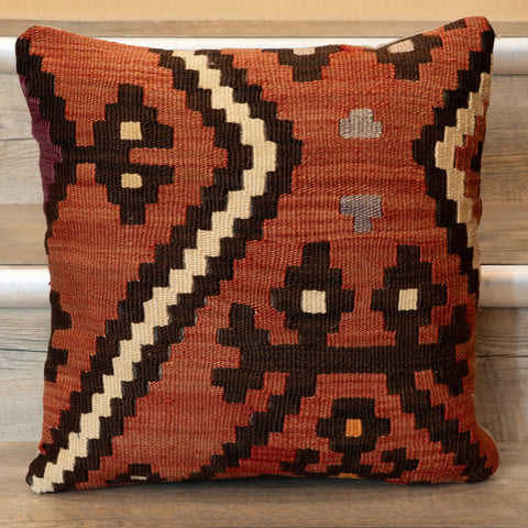 Small Handmade Turkish kilim cushion - 309674-L