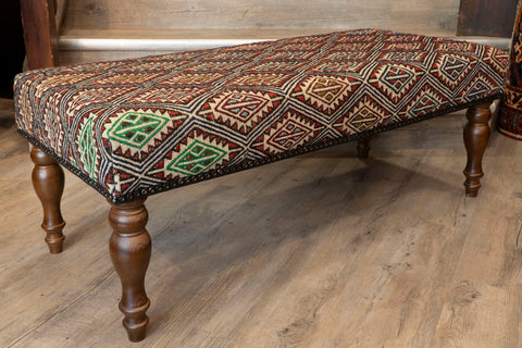 Turkish Jajim kilim covered bench stool - 309675