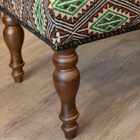 Turkish Jajim kilim covered bench stool - 309675