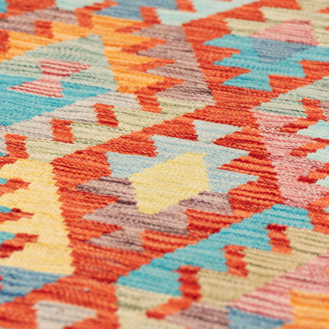 Handmade Afghan Kilim short runner - 309691