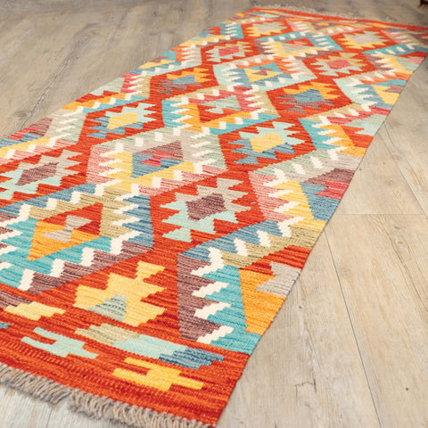 Handmade Afghan Kilim short runner - 309692