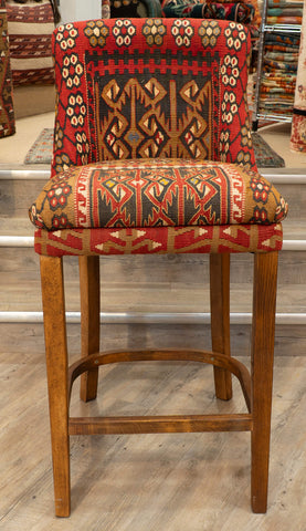 Turkish kilim covered Counter height stool - 309772