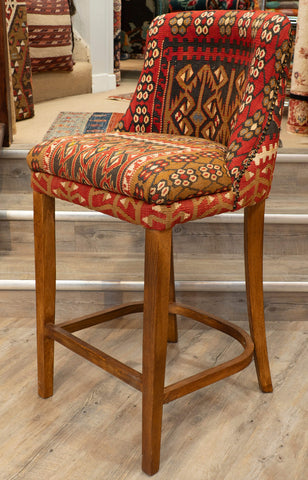 Turkish kilim covered Counter height stool - 309772