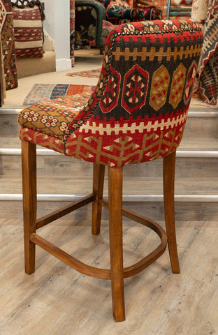 Turkish kilim covered Counter height stool - 309772