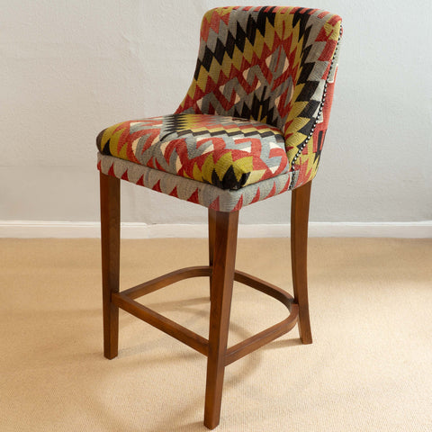 Turkish kilim covered Counter height stool - 309773-B
