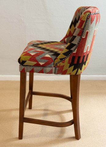 Turkish kilim covered Counter height stool - 309773-B