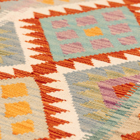 Handmade Afghan Kilim short runner - 309795