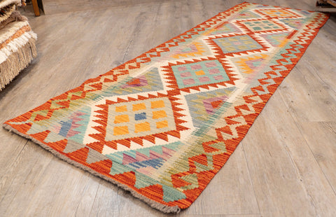 Handmade Afghan Kilim short runner - 309795