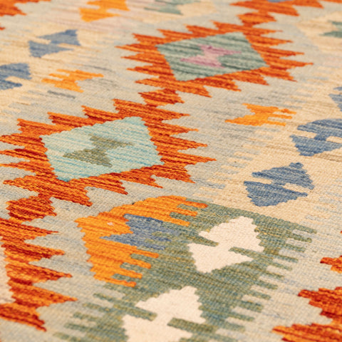 Handmade Afghan Kilim short runner - 309796