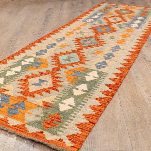 Handmade Afghan Kilim short runner - 309796