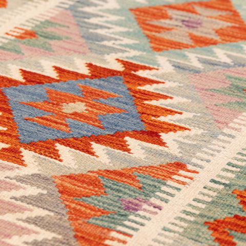 Handmade Afghan Kilim short runner - 309797