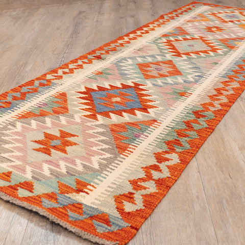 Handmade Afghan Kilim short runner - 309797