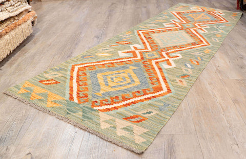 Handmade Afghan Kilim short runner - 310207