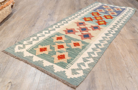 Handmade Afghan Kilim short runner - 310215