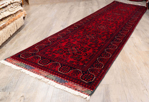 Handmade fine Afghan Kunduz short runner - 310347