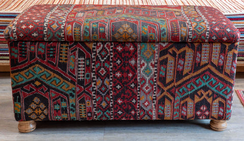 Antique Kilim covered blanket chest - 310393-B