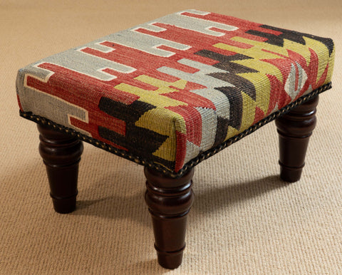 Small handmade Turkish kilim stool - 310433
