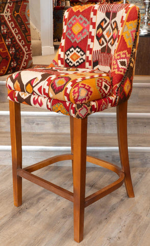 Turkish kilim covered Counter height stool - 310495-B