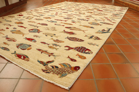 Handmade Afghan Fish design carpet - 30625564