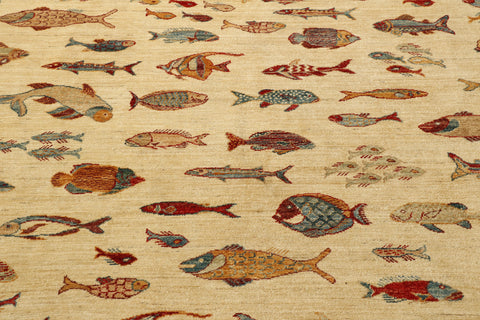 Handmade Afghan Fish design carpet - 30625564