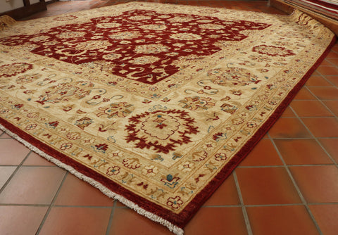 Fine handmade Afghan Ziegler square carpet - 30725658