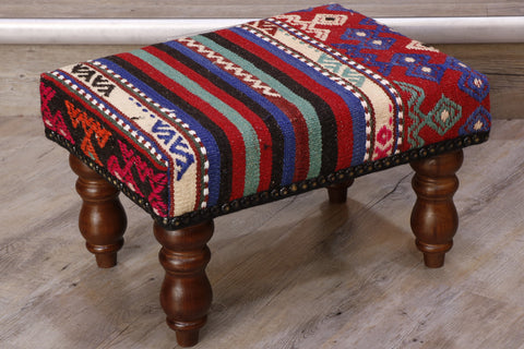 Small handmade Turkish kilim stool - 308588