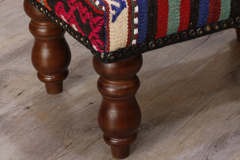 Small handmade Turkish kilim stool - 308588