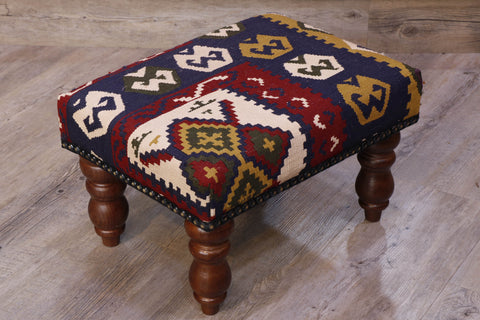 Small Turkish kilim covered stool - 308685